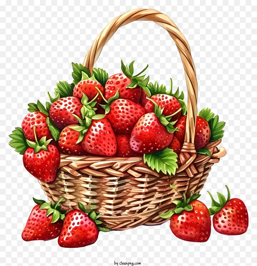 Cesta De Fresa De Acuarela，Fresas PNG