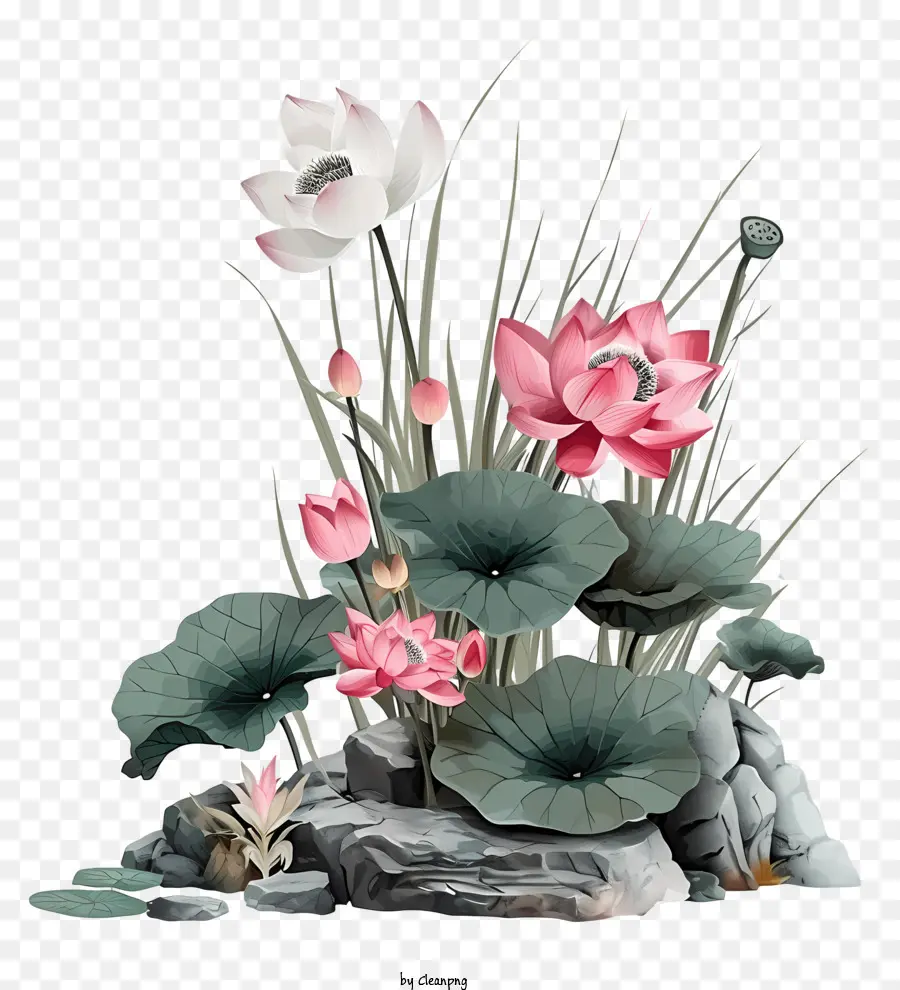Arreglo Floral Zen，Las Flores De Loto PNG