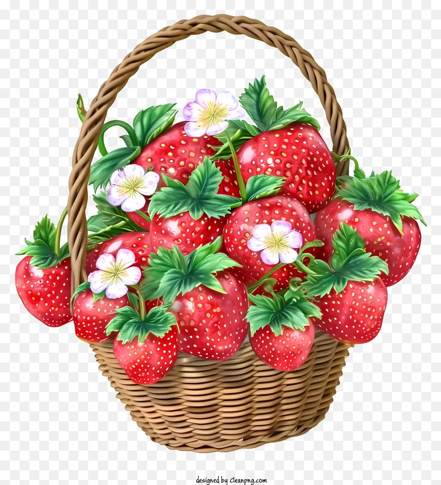 Cesta De Fresas De Dibujos Animados 3d，Fresas PNG