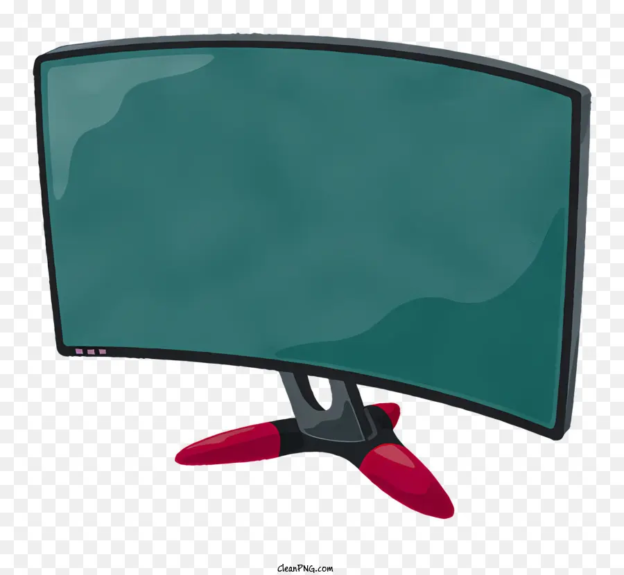 Monitor De Computadora Verde，Stands Rojos PNG