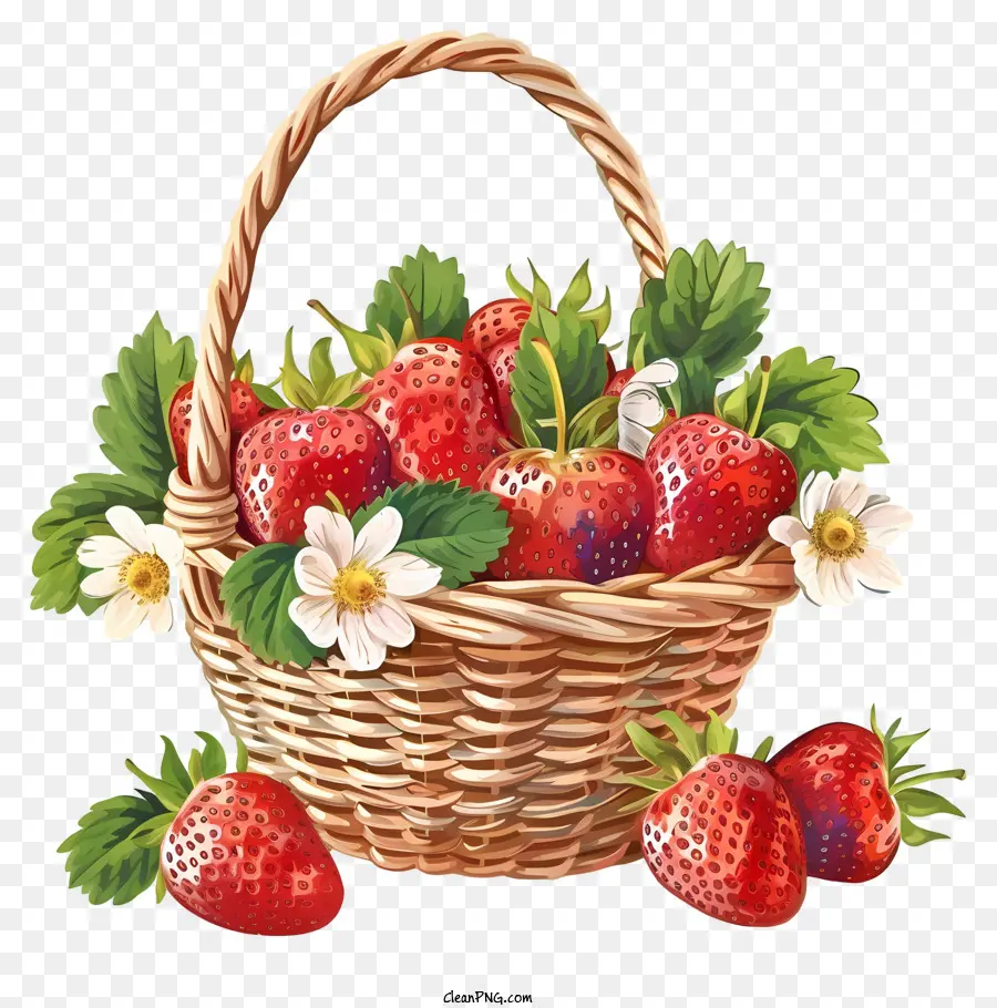 Diseño De Dibujo Vectorial，Cesta De Fresas PNG