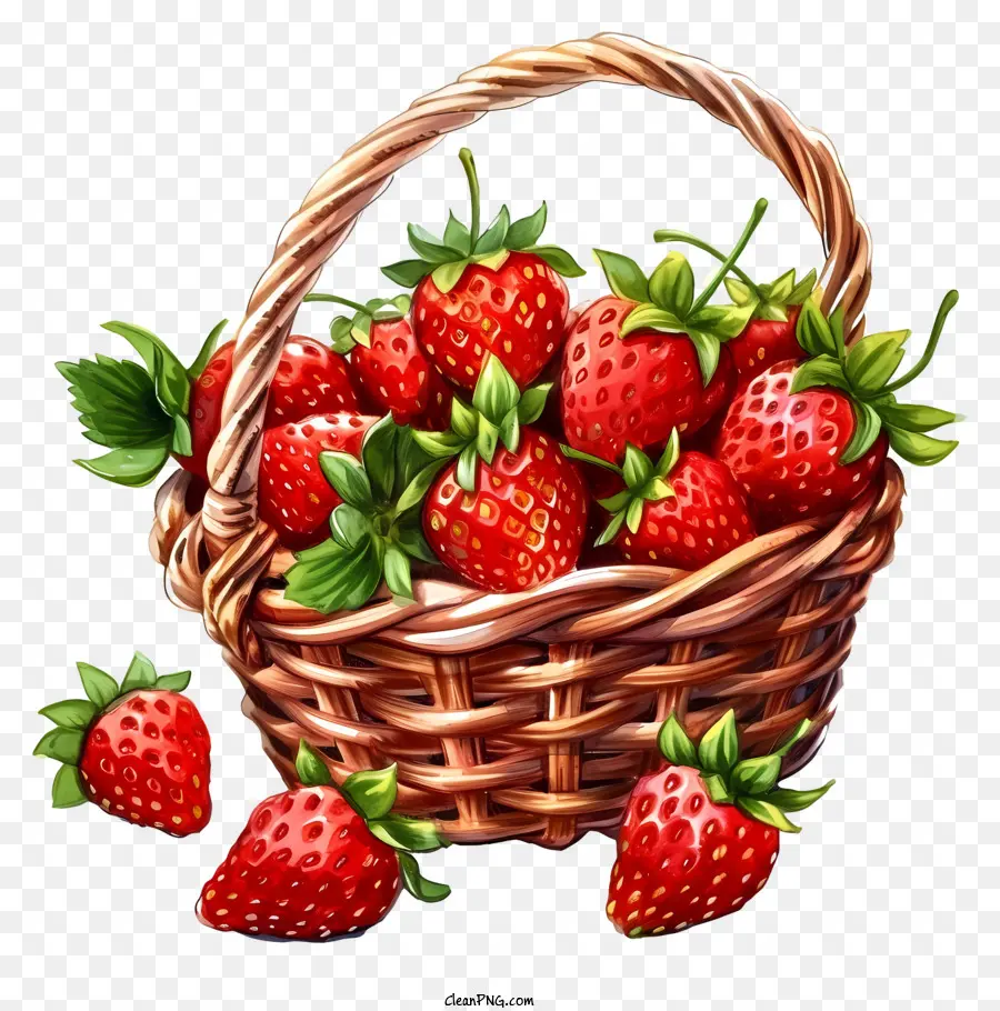 Cesta De Fresas Acuarela，Fresas PNG