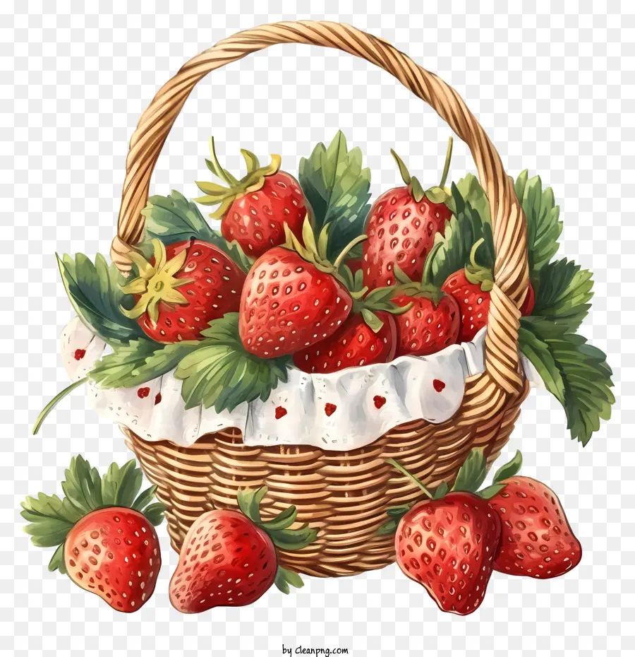 Cesta De Fresas Dibujada A Mano，Fresas PNG