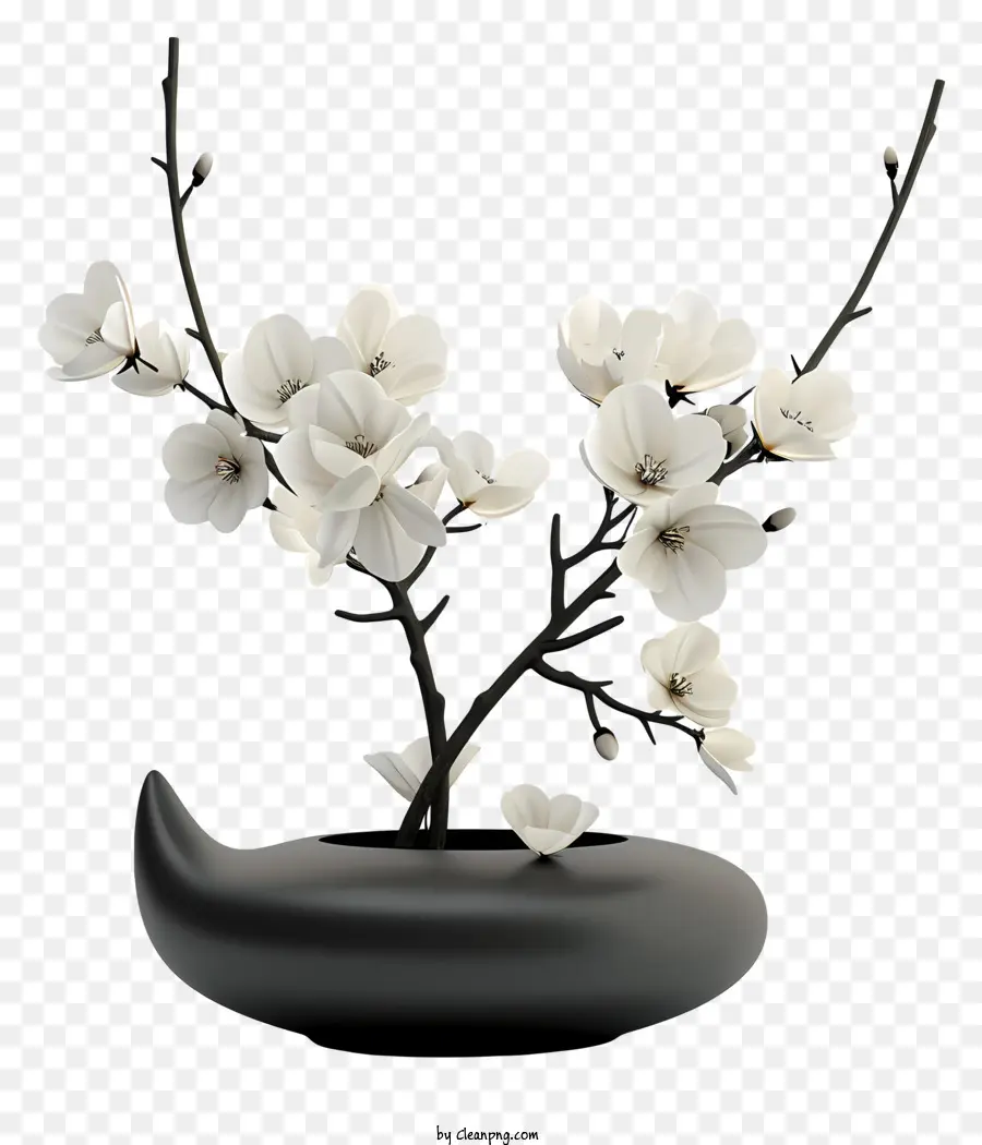 Arreglo Floral Zen，Árbol De Flores Blancas PNG