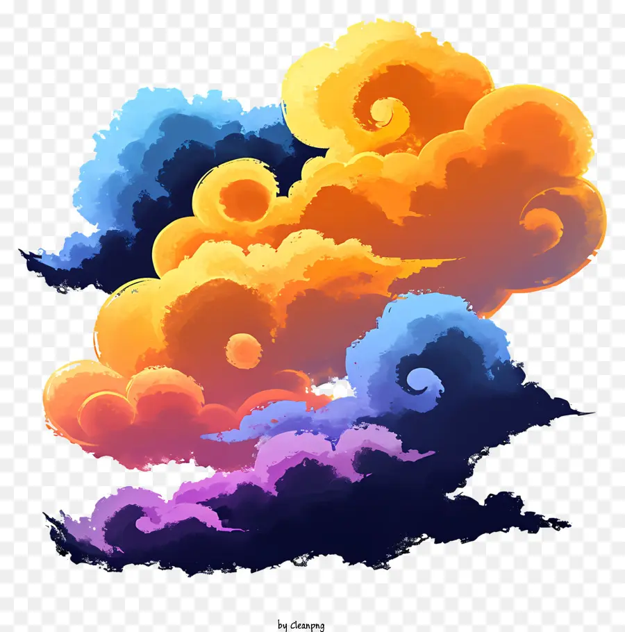 Nube De Acuarela，Nubes Coloridas PNG