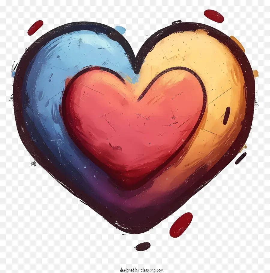 Doodle Style Conversation Heart，Corazón De Pintura PNG