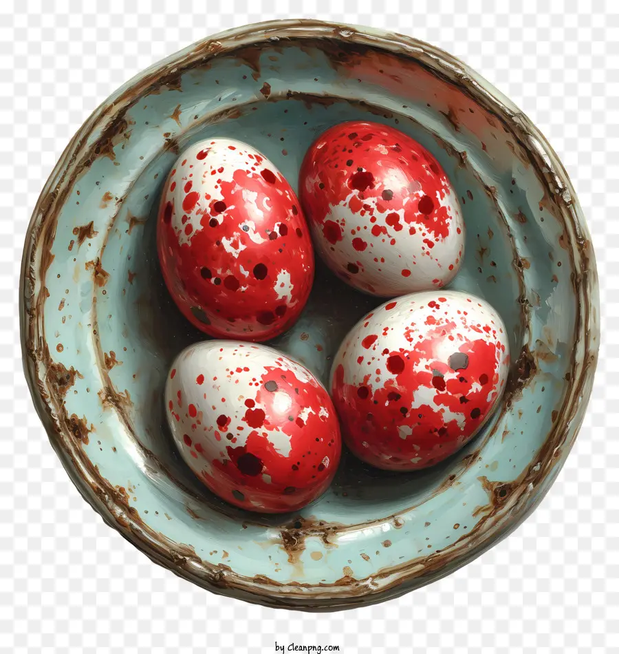 Los Huevos De Pascua，Huevos Rojos Y Blancos PNG