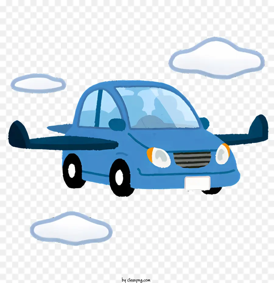 Coche Volador，Coche Azul PNG