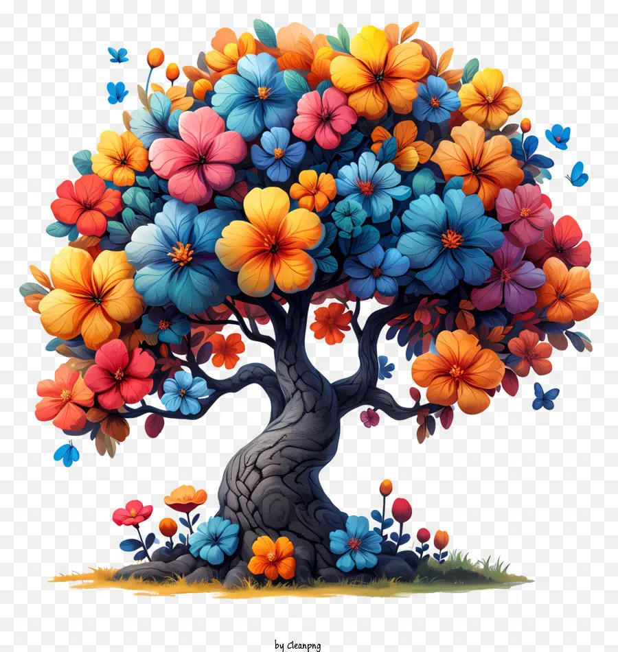 Resumen De árbol，Árbol Con Flores PNG