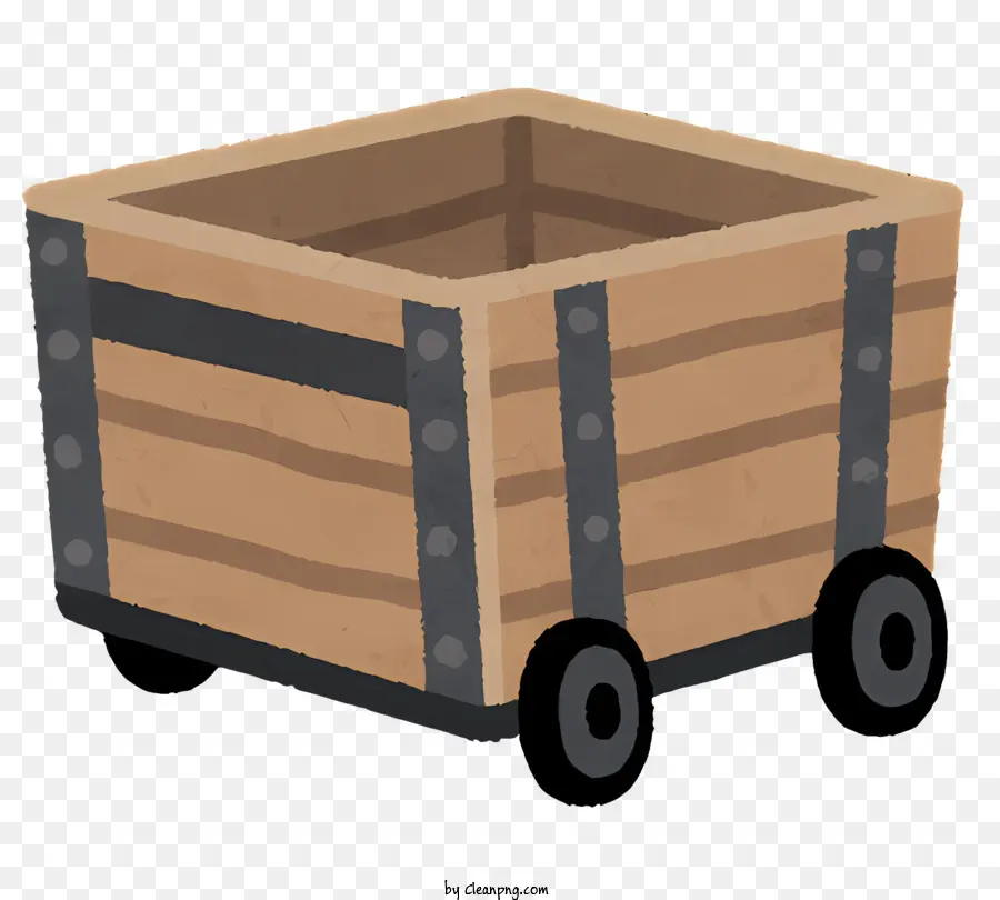 Caja De Madera，Crate Sobre Ruedas PNG