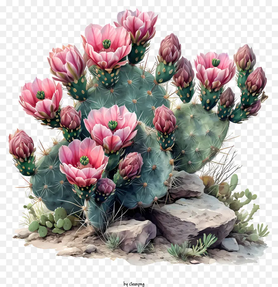 Suculentas，Flores De Cactus Rosa PNG