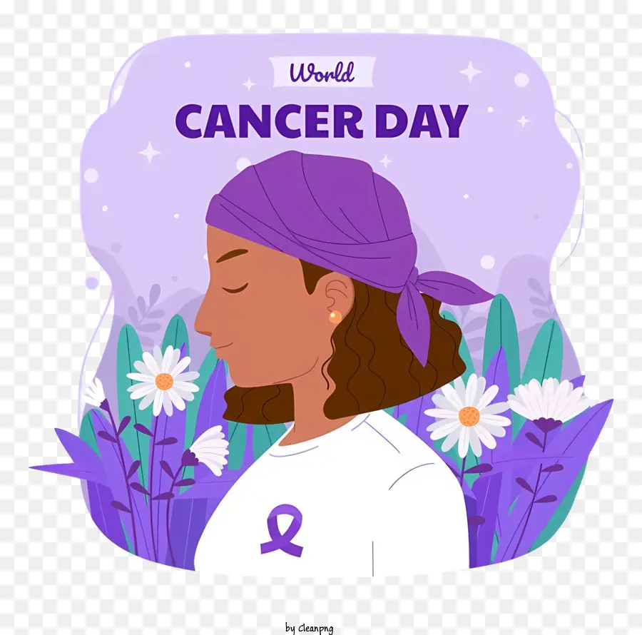 Día Mundial Contra El Cáncer，Mujer En Diadema Púrpura PNG