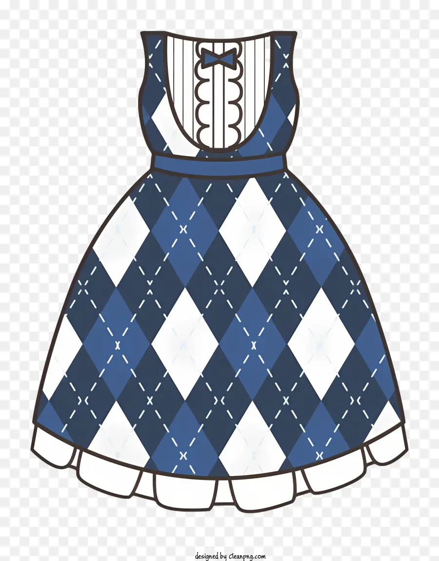 Vestido Argyle，Collar Con Volantes PNG