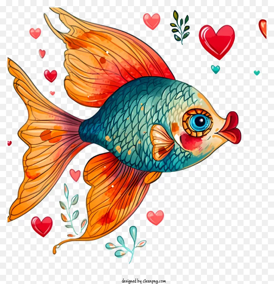 Valentine Fish Ilustrate，Pez PNG