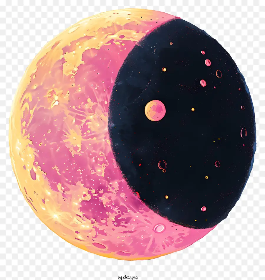 Luna Pastel，Luna Rosa Y Amarilla PNG