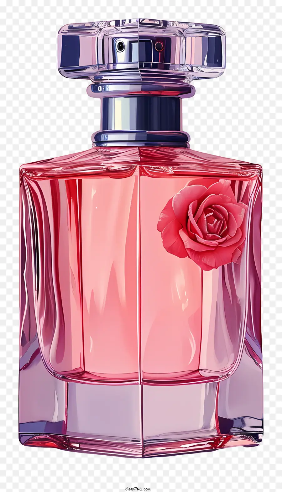 Botella De Perfume，Rosa Roja PNG