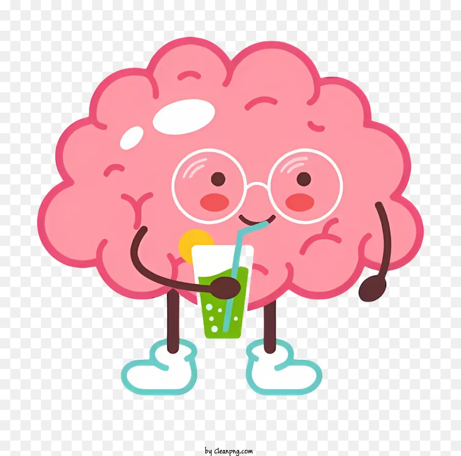 Dibujos Animados Cerebro，Cerebro Con Gafas PNG