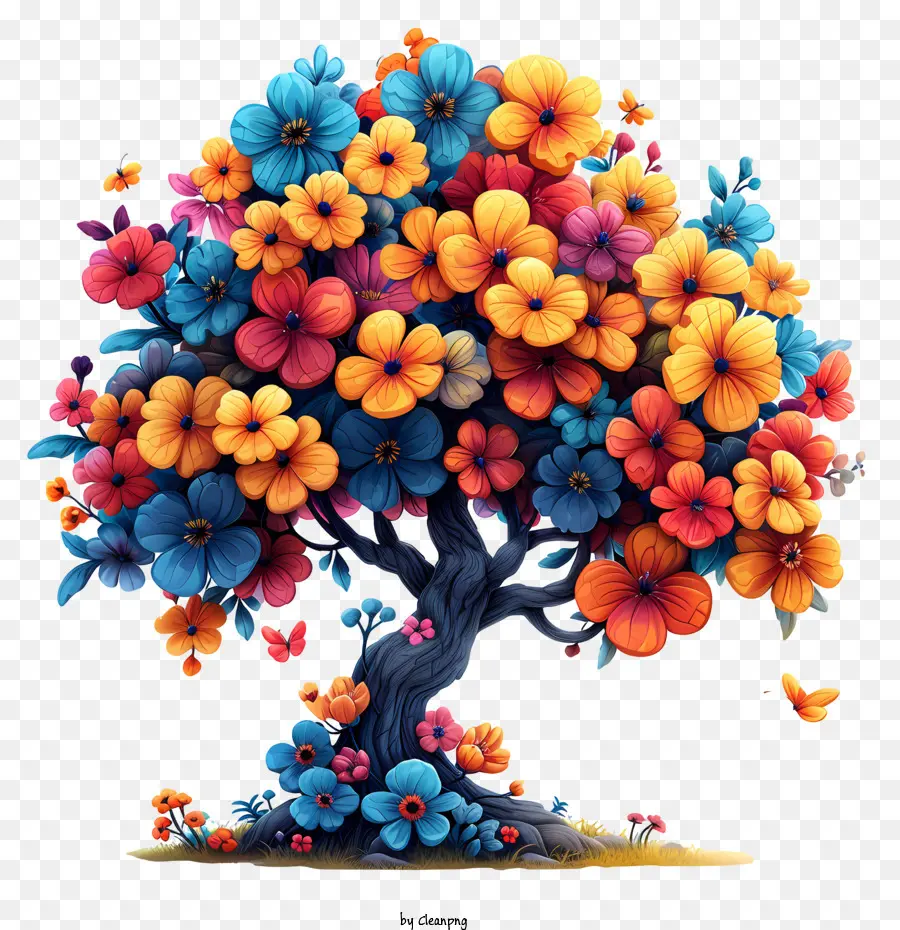 Resumen De árbol，Árbol Con Flores PNG