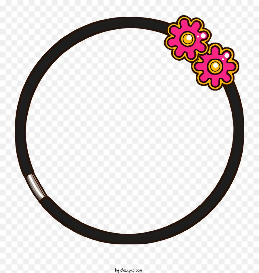 Flor Negra Y Rosa，Objeto Circular PNG