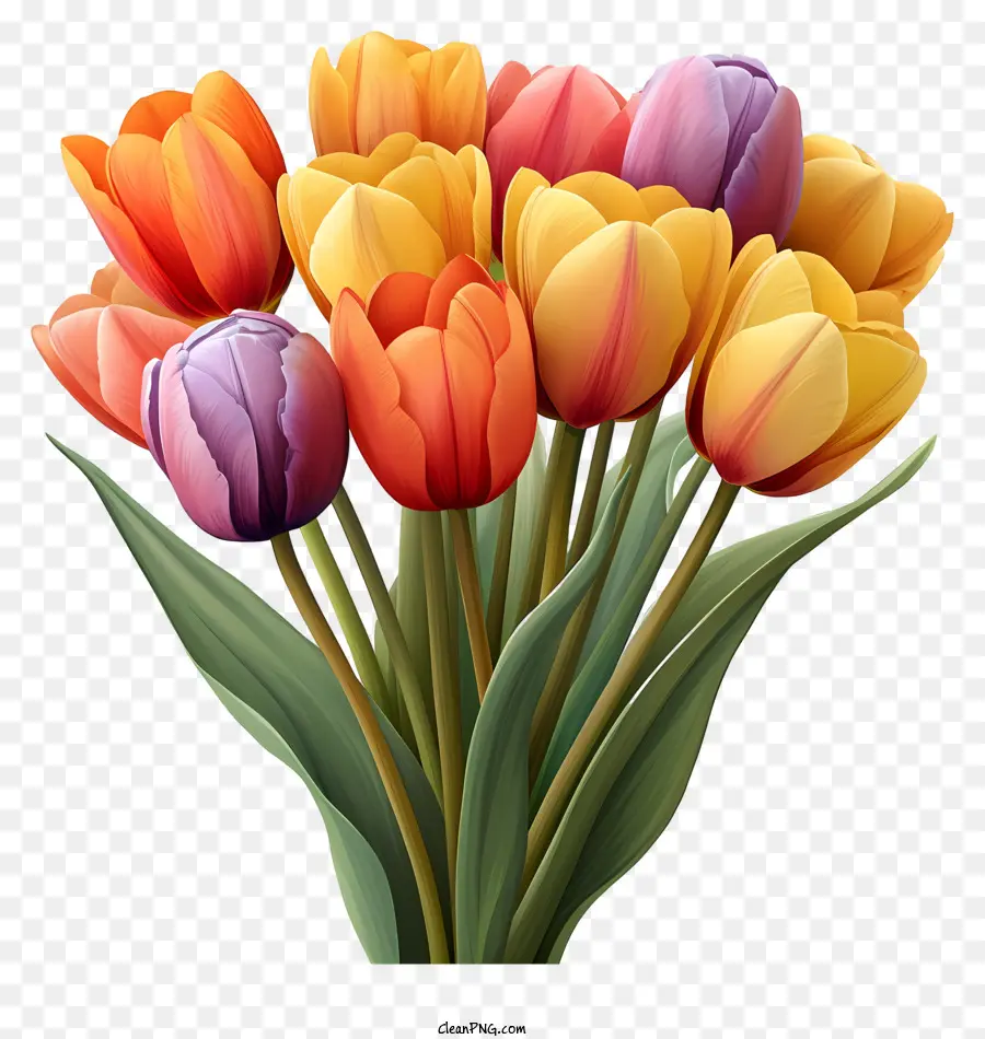 Bouquet De Tulipanes De Acuarela，Las Flores No Son Reales PNG