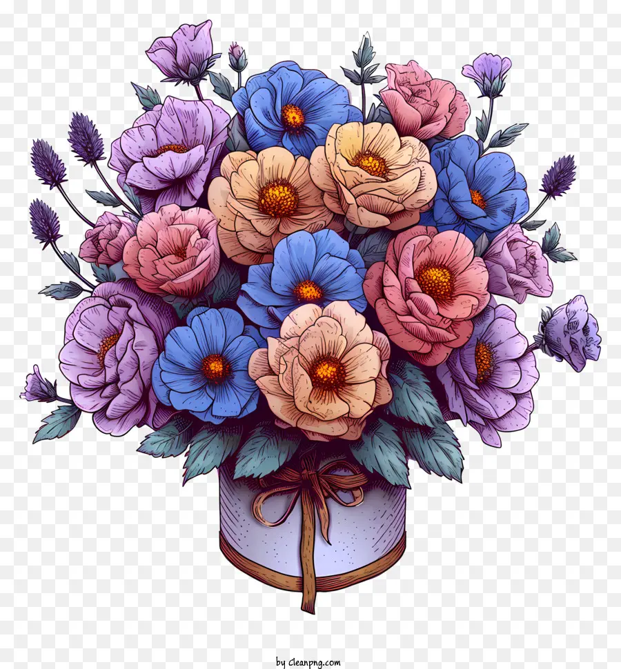 Arreglo Floral En Pastel，Bouquet Of Flowers PNG