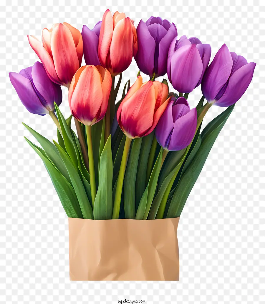 Ramo De Tulipanes De Estilo Realista，Los Tulipanes PNG