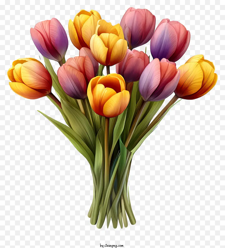 Bouquet De Tulipanes De Acuarela，Ramo PNG