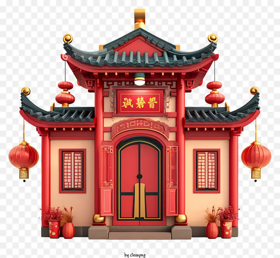 Edificio De Año Nuevo Chino，Templo Tradicional Chino PNG