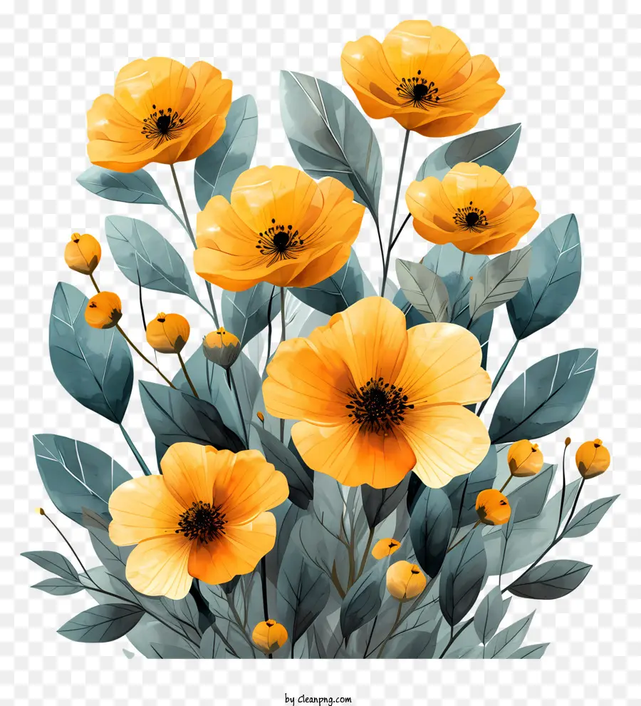 De Oro De Las Flores，Flores De Color Naranja PNG
