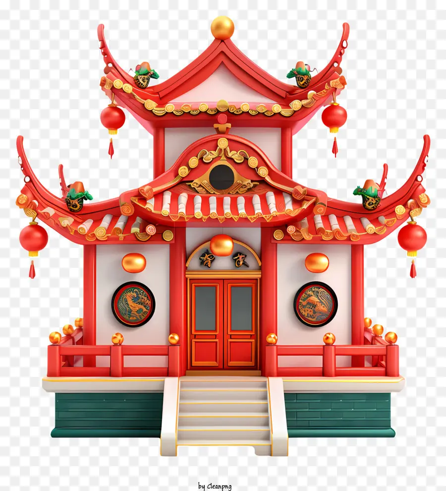 Año Nuevo Chino，Templo Tradicional Chino PNG