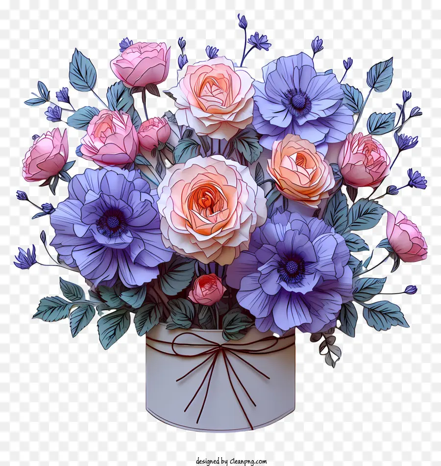 Arreglo Floral En Pastel，Flores PNG