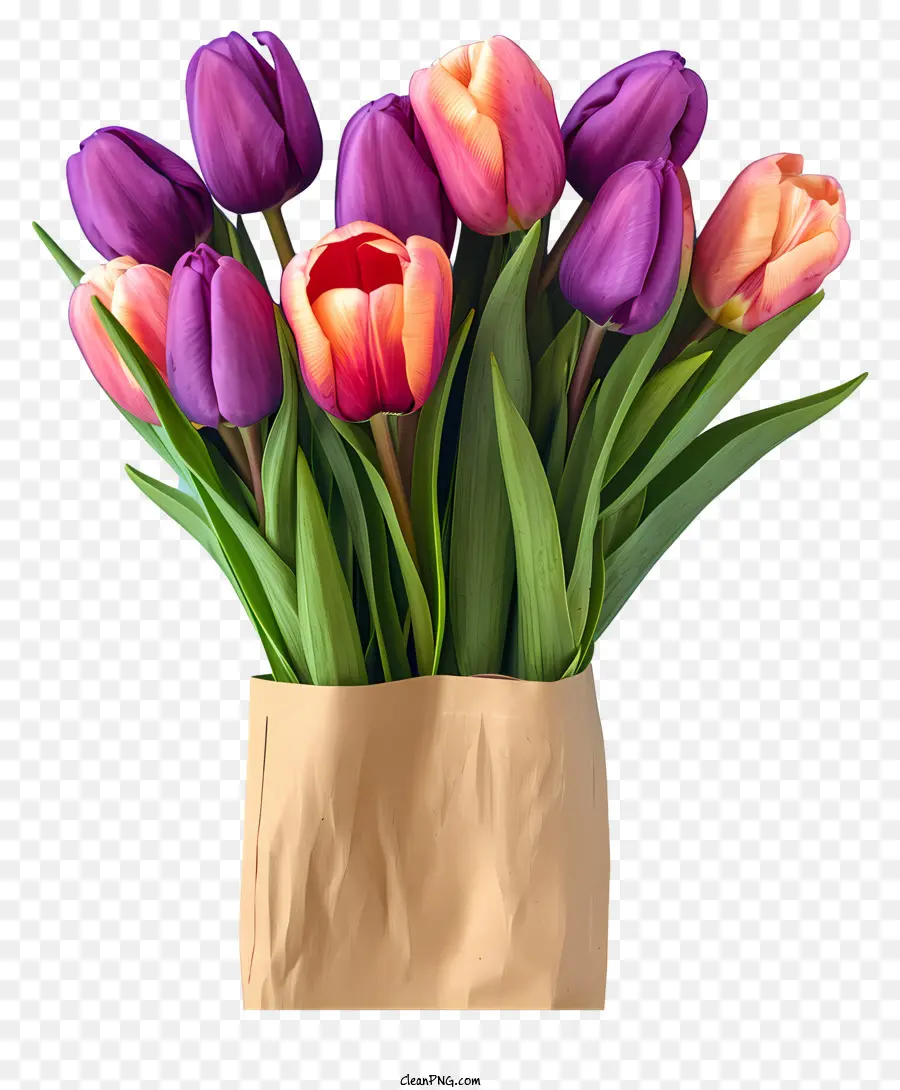 Ramo De Tulipanes De Estilo Realista，Los Tulipanes PNG