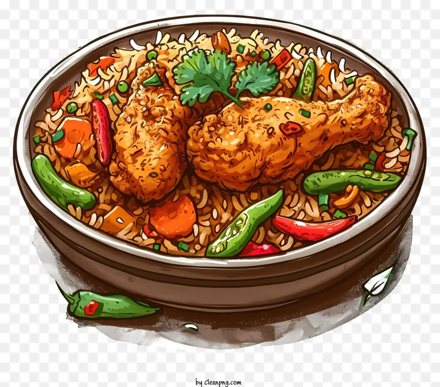 Pollo Biryani Estilo Garabato，Plato De Pollo Indio PNG