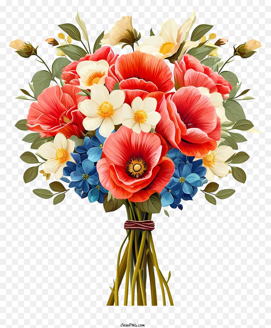Arreglo Floral En Pastel，Flores De Colores Brillantes PNG