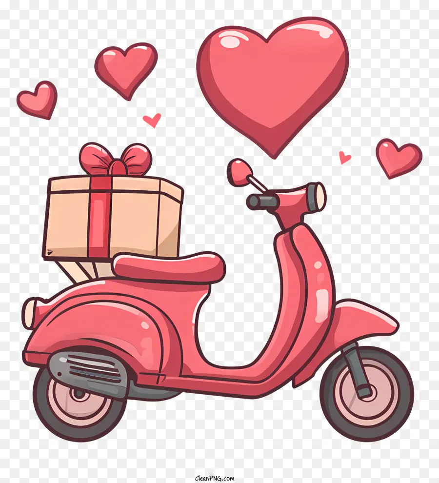 Entrega De Regalos De San Valentín，Scooter Rojo PNG