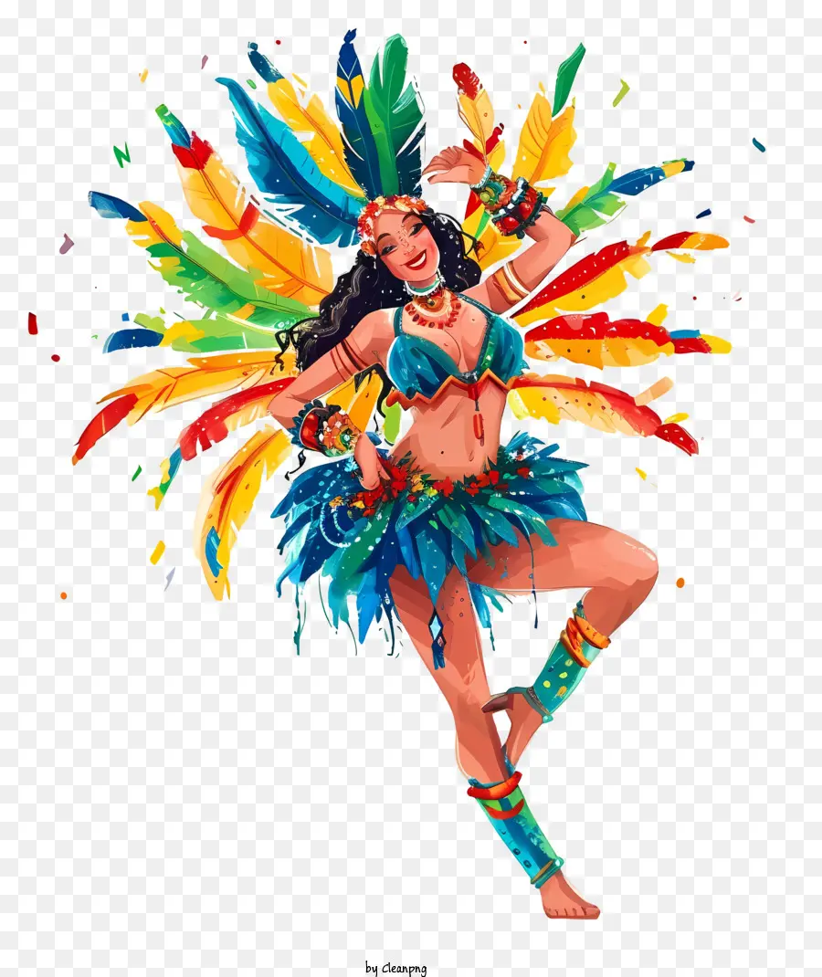 Bailarín Samba Brasileño Dibujado A Mano，Traje De Carnaval PNG