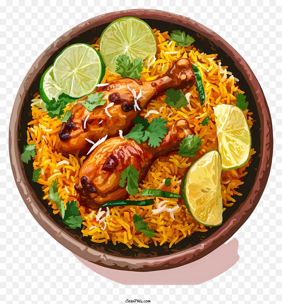 Pollo Biryani Dibujado A Mano，Plato De Arroz PNG