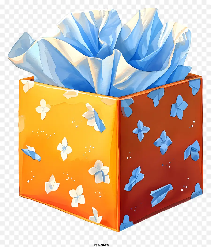 Caja De Pañuelos De Acuarela，Caja De Regalo PNG