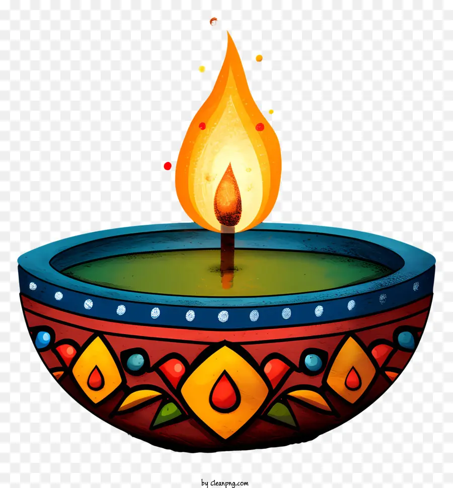 Lámpara De Diwali Dibujada A Mano，Lámpara De Aceite Decorativo PNG