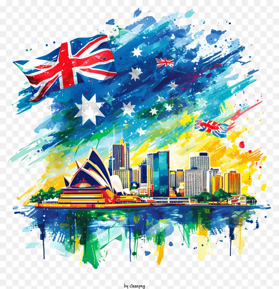 Día De Australia，Pintura A La Acuarela PNG