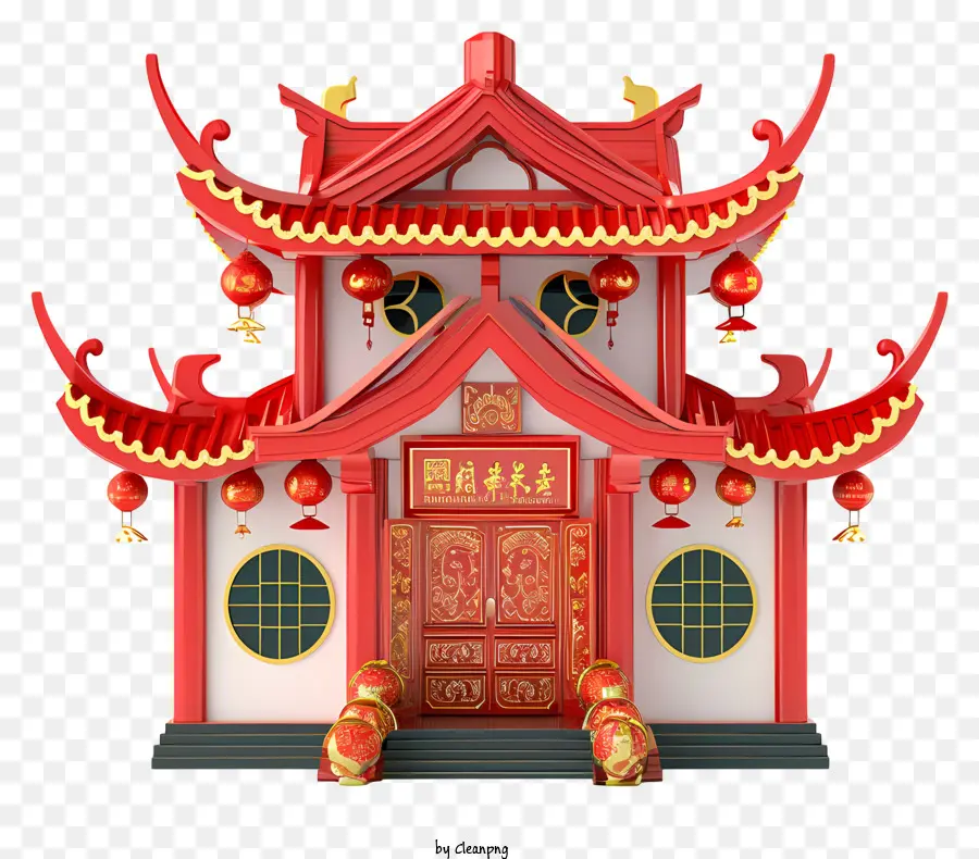 Año Nuevo Chino，Templo Rojo PNG