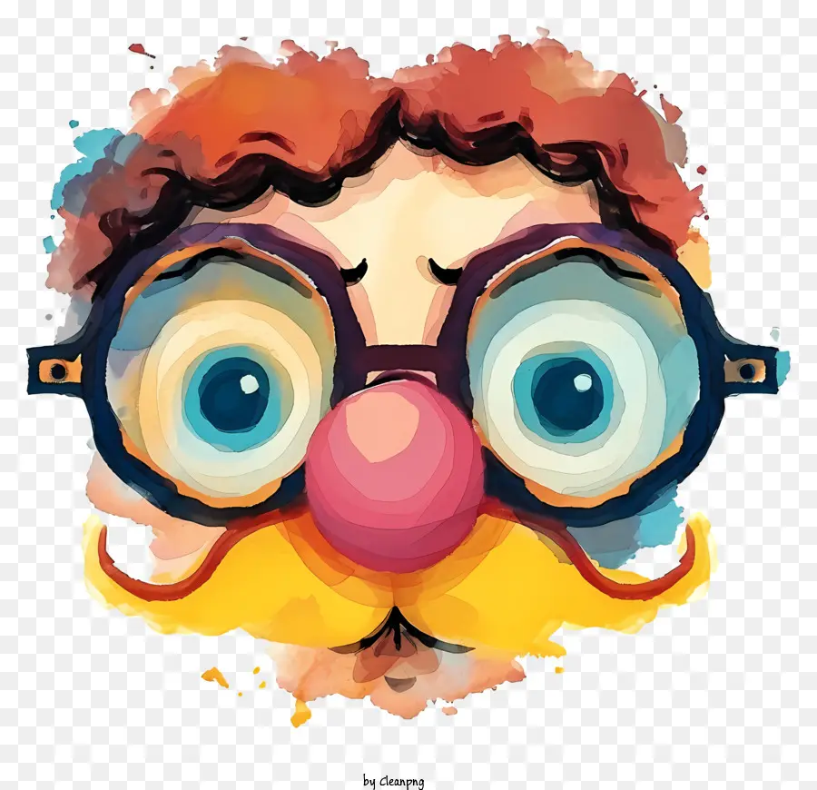 Acuarela Gracios Grucho Gafas，Payaso PNG