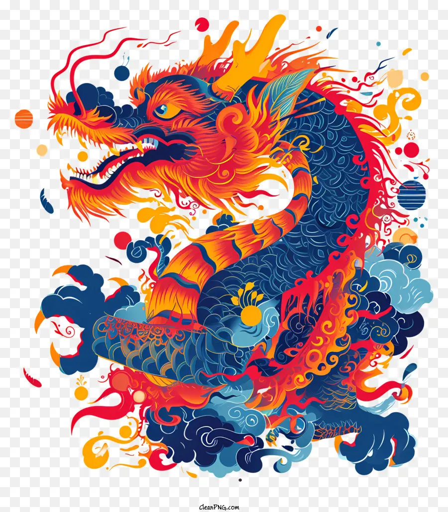 Año Nuevo Chino，Dragón De Arte PNG