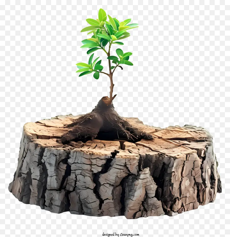 Vida En Muerte，Tocón De árbol Con Retoño PNG