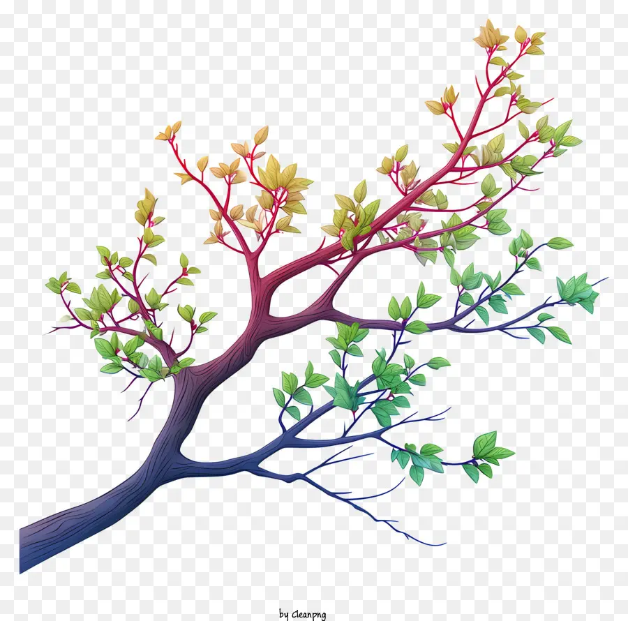 Rama De árbol Pastel，Colorido árbol PNG