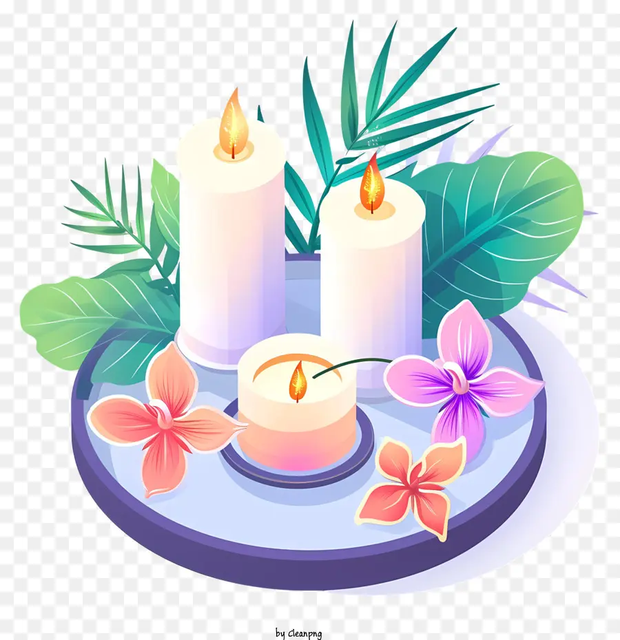 Spa，Vela Y Flores PNG