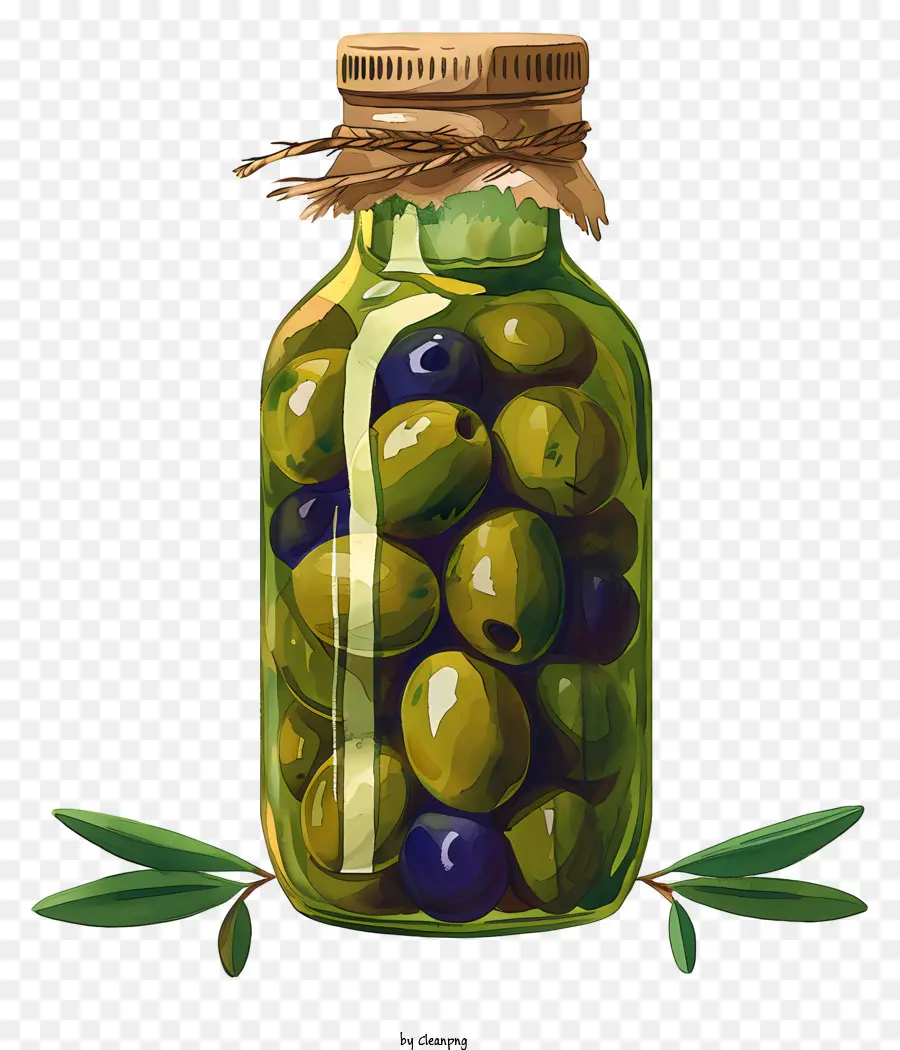 Olives Verdes De Acuarela En Frasco，Aceitunas Verdes PNG