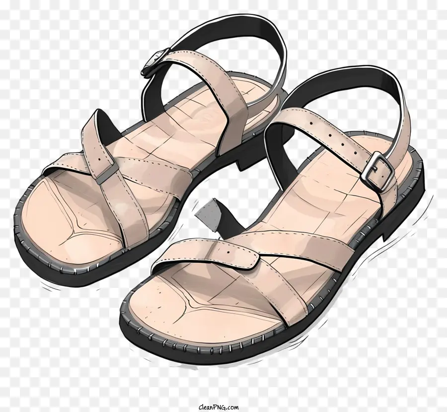 Sandalias De Estilo De Boceto，Sandalias PNG