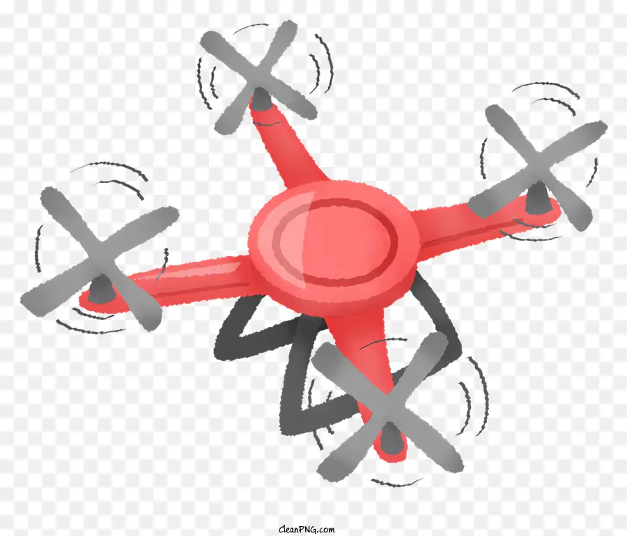 Quadcopter Rojo，Cuatro Palas De Rotor PNG