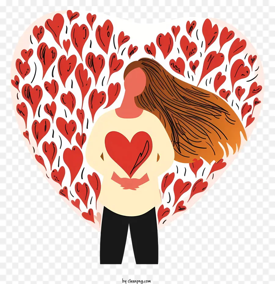 Personas Con Amor Corazón Arte Vectorial Simplista，Mujer Con Corazon PNG